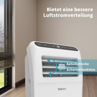 SHINCO Mobile Klimaanlage mit Abluftschlauch, 12000BTU, Kühlung&Heizung&Ventilieren&Entfeuchten, Mobiles Klimagerät mit Fenstermontage-Kit, 24H-Timer, APP, für Räume von etwa 90m³