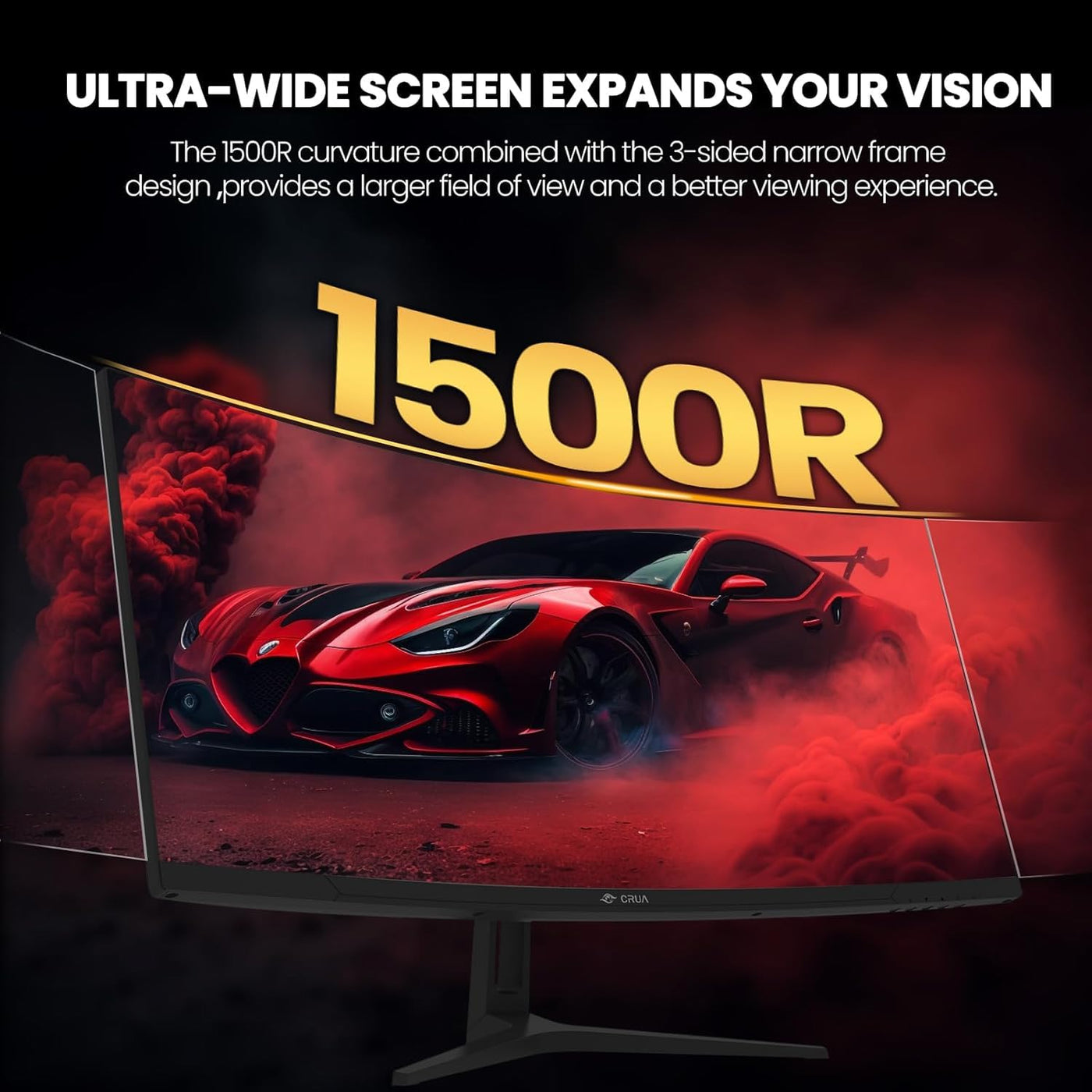 CRUA 34 Zoll Curved Gaming Monitor, WQHD 3440x1440, 165Hz, 1ms VRB, höhenverstellbar, FreeSync Premium, DP 1.4