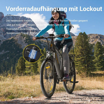 Eleglide E-Bike, T1 Elektrofahrrad 27.5'' Trekking E-Cityrad mit 13Ah Akku, 100KM Lang Range, 250W Motor, 7 Gäng E-Mountainbike für Damen und Herren, Doppelscheibenbremsen