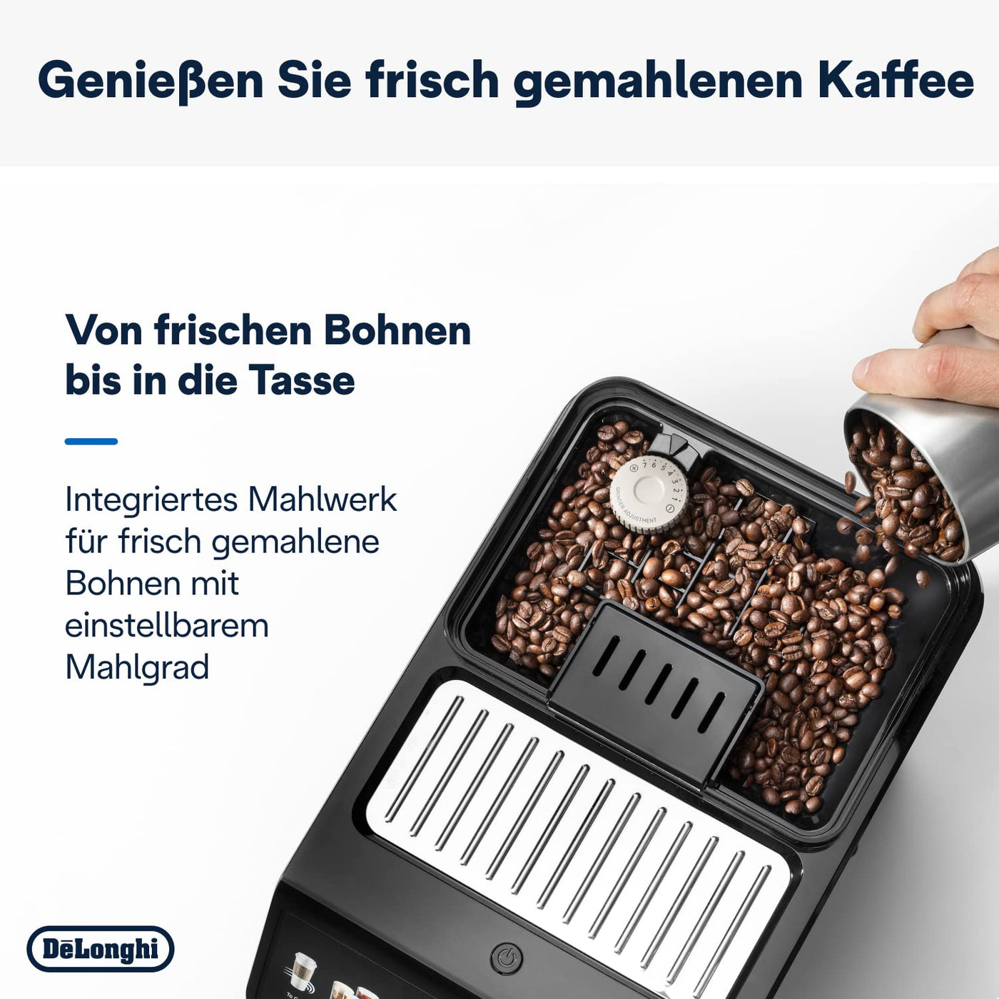 De'Longhi Eletta Explore ECAM452.57.G Kaffeevollautomat mit LatteCrema Milchsystem, heiße und kalte Getränke auf Knopfdruck, 3,5 Zoll TFT Touchscreen Farbdisplay, Kaffeekannen inklusive, schwarz