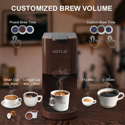 KOTLIE Espresso Kaffeemaschine, 4 in1Kaffeemaschine für Nespresso Original/Dolce Gusto/Mehl/ESE Kapsel Espressomaschine, 19 Bar