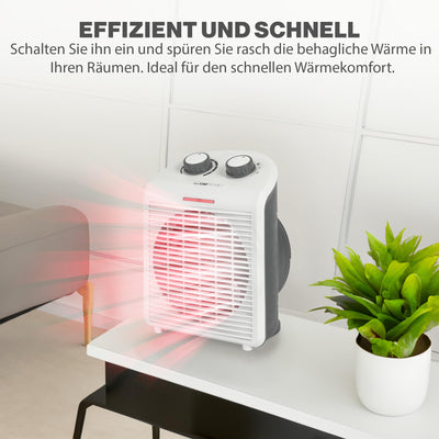 Clatronic® mobiler & kompakter Heizlüfter | Heizlüfter 2000W & 1000W | Heizkörper mit Ventilatorfunktion | Heizlüfter klein mit Kontrollleuchte & Überhitzungsschutz | HL 3761