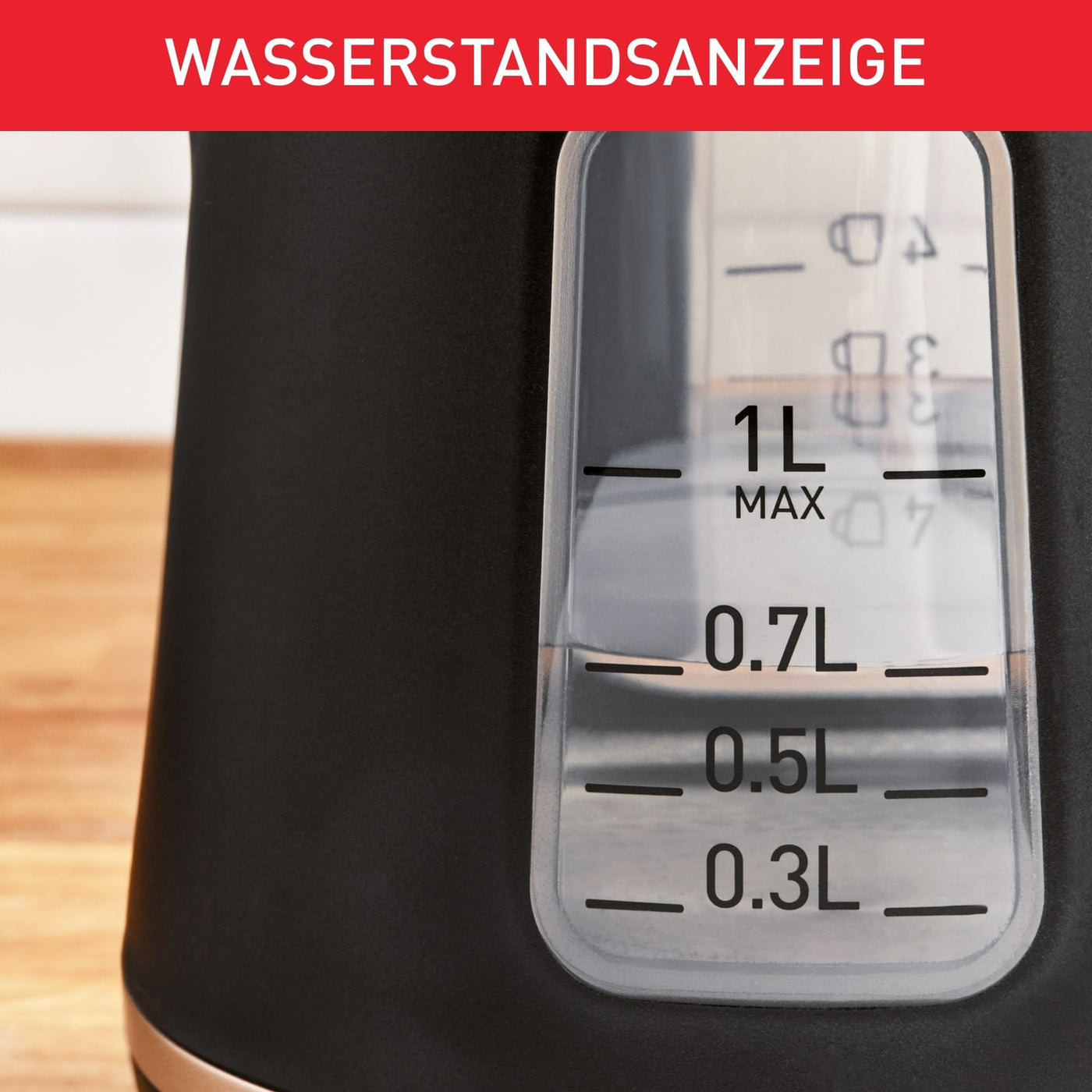 Tefal KI5338 Includeo Wasserkocher | Fassungsvermögen 1 L | Anti-Rutsch-Griff | einfach abzulesende Wasserstandsanzeige | 360°-Drehsockel | herausnehmbarer Filter | 2400 W | 23.3 x 16.6 x 20 cm