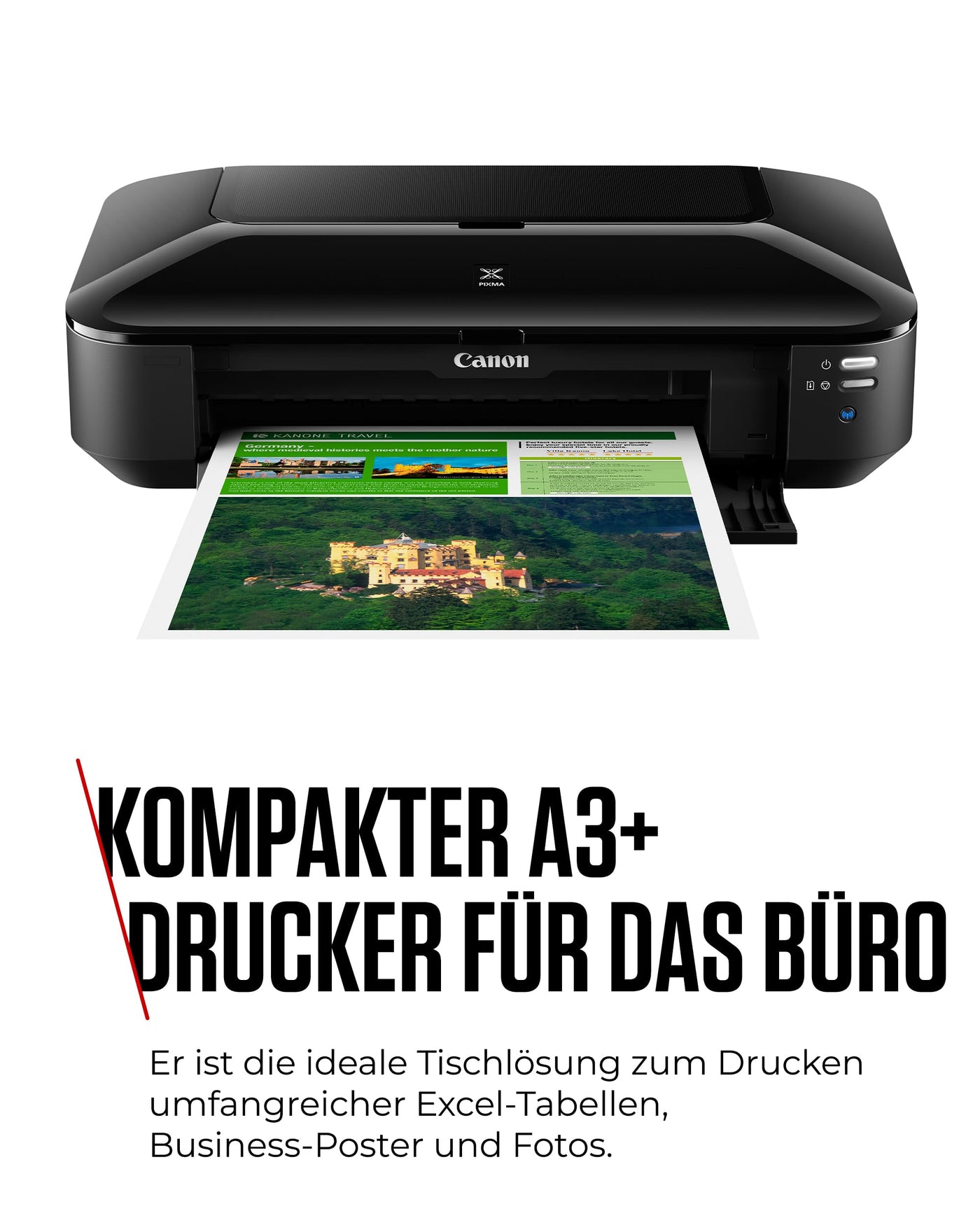 Canon PIXMA iX6850 Drucker Farbtintenstrahl Multifunktionsgerät DIN A3+ (Bürodrucker, Fotodruck, Textdruck, 9.600 x 2.400 DPI, WiFi, WLAN, USB, 5 Separate Tinten, Direktdruck, Print App) schwarz