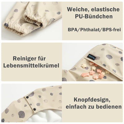 PewinGo Lätzchen zum Abstillen mit Langen Ärmeln & BLW, Weiches und Hautfreundliches Material, Lätzchen zum Stillen, Wasserdicht und Leicht zu Reinigen & Maschinenwaschbar, für Baby(Beige)