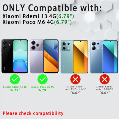 Yohii Handyhülle für Xiaomi Redmi 13 4G Hülle/Poco M6 4G Hülle (Nicht für Note 13 4G) mit 2 Stück Schutzfolie, Kameraschutz Case mit 360 Grad Ring Ständer Tough Armor Schutzhülle, Schwarz