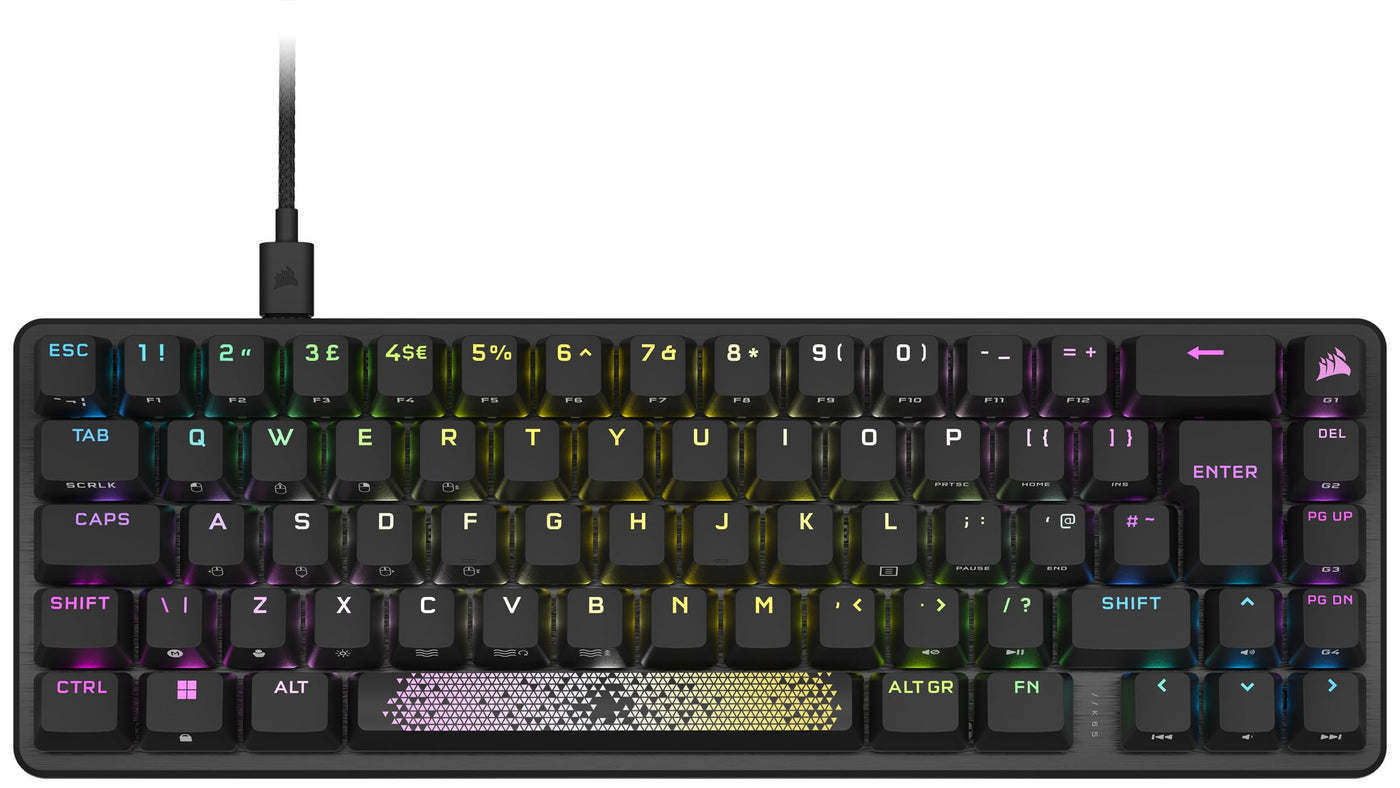 Corsair K65 PRO Mini RGB 65% Optical-Mechanical Wired Gaming Keyboard - OPX Linear Switches - PBT Double-Shot Keycaps - iCUE Kompatibel - PC, PS5, PS4, Xbox - QWERTZ DE - Schwarz