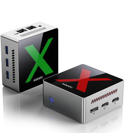 AIOEXPC Mini PC Ιntel Alder Lake N100,Mini PC Windows 11 Pro LPDDR5 16GB RAM 512GB SSD,WiFi6,BT5.2,Mini Desktop PC 2xHDMI,1xDP,4K UHD,Mini PC mit 3 RGB-Lichtmodi für Büro/Heim/Geschäft