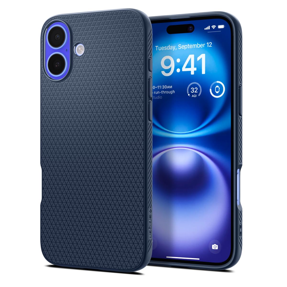 Spigen für iPhone 16 Plus Hülle [rutschfest] Liquid Air Case Handyhülle Schutzhülle Cover Dünn Slim -Navy Blue