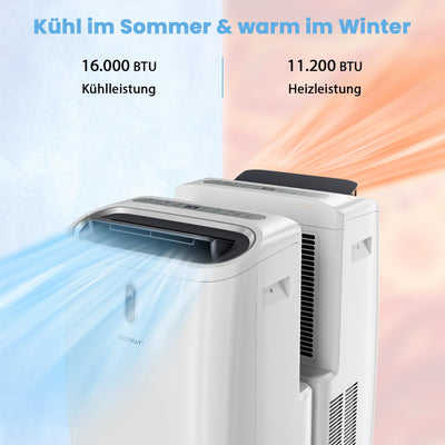 COSTWAY 16000BTU mobile Klimaanlage mit Abluftschlauch, 5 in 1 Klimagerät 4700W Heizlüfter Luftentfeuchter mit Schlafmodus, Heizen & Kühlen, Fernbedienung/App, 24H Timer