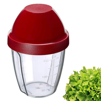 Westmark Schüttelbecher - Dressingshaker mit herausnehmbarer Mixscheibe, Fassungsvermögen: 0,25 l, Höhe: 12,8 cm, Kunststoff, BPA-freier Mixbecher (Klar/Rot)