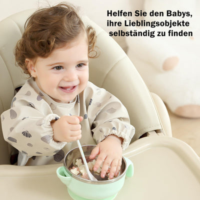 PewinGo Lätzchen zum Abstillen mit Langen Ärmeln & BLW, Weiches und Hautfreundliches Material, Lätzchen zum Stillen, Wasserdicht und Leicht zu Reinigen & Maschinenwaschbar, für Baby(Beige)