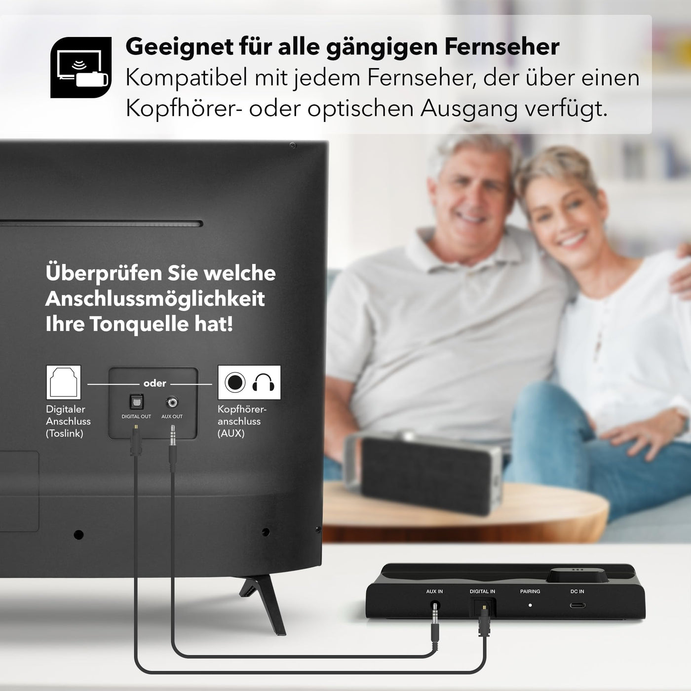 faller Oskar TV Lautsprecher/Soundbar mit Clear Voice (tragbar, kabellos, einfache Bedienung, Aluminiumgehäuse)