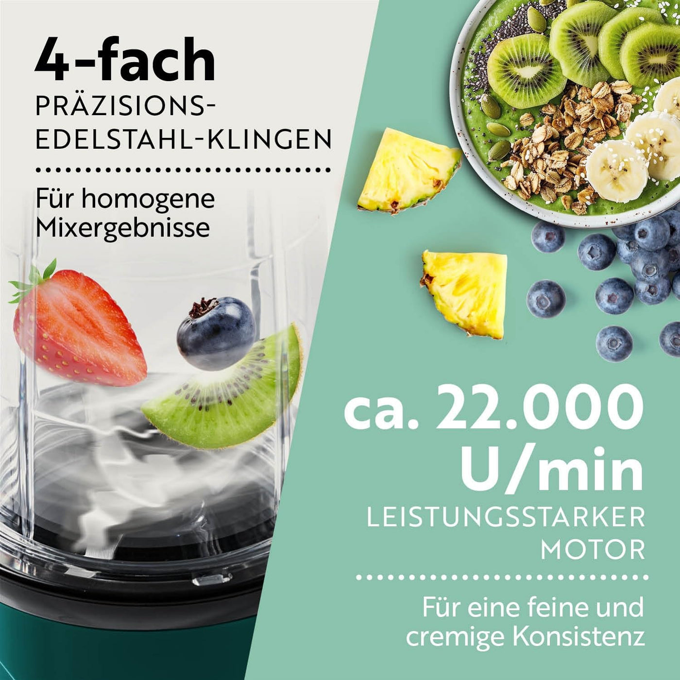 GOURMETmaxx Mr. Magic Mixer | Smoothie Maker mit XXL-Zubehörpaket | Standmixer 18-tlg. | Blender mit auslaufsicheren Frischhaltedeckeln | Food Processor für Shakes, Smoothies etc.