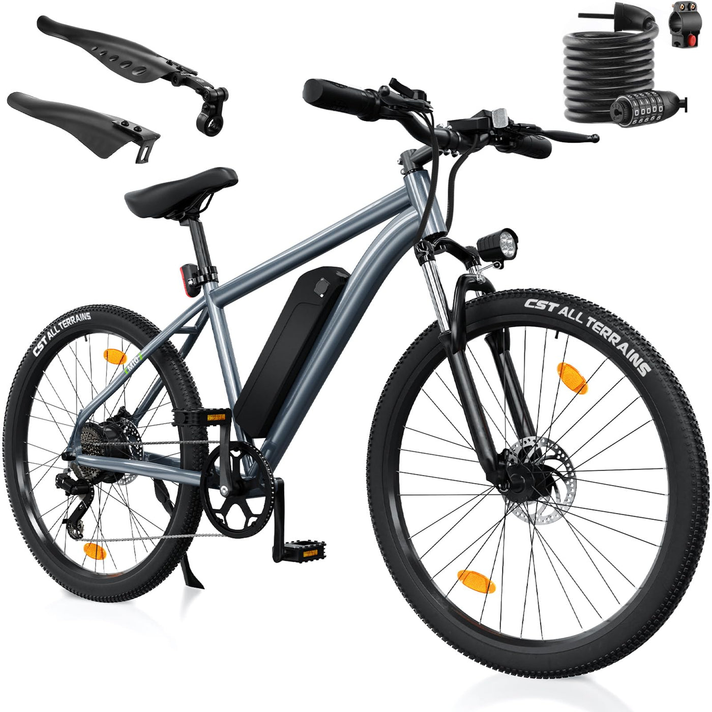 Finbike E Bike mit USB-Slot, 26" Elektrofahrrad Abnehmbarer 10400mAh Akku,7-Gang Pro,3.5H Schnellladung,5 Fahrmodi,E-Mountainbike Reichweite Max 100km,250W Electric Fahrrad Herren Damen