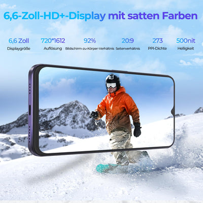 HOTWAV Note 13 Smartphone Ohne Vertrag, 5160mAh Octa Core 8GB+128GB/1TB Erweiterbar, 90Hz 6.6" HD+ Display Android 13 Günstig Smartphone 4G, 50MP Kamera Face ID Simlockfreie Handys, GPS, Fingerabdruck