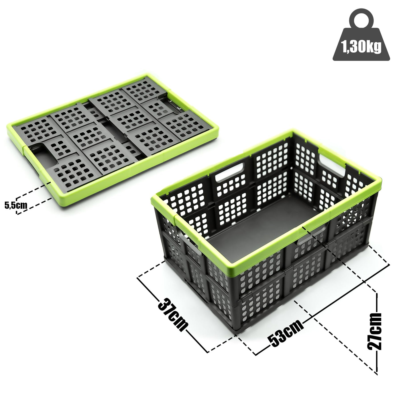 BigDean Klappbox faltbar & extrem stabil aus robustem Kunststoff in Anthrazit – Klappkorb ideal für Einkäufe und Transport – Einkaufskiste Made in Germany