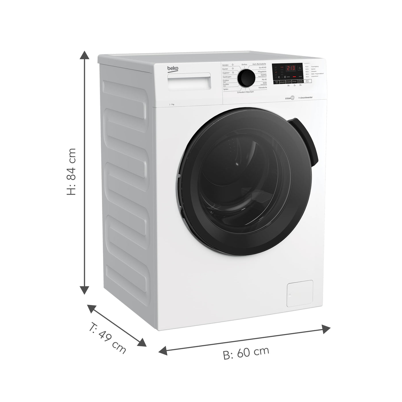 Beko WMC71464ST1 Waschvollautomat, Waschmaschine, 7kg, 1400 U/min, SteamCure Dampffunktion, allergikergeeignet, Express-Funktion, StainExpert, ProSmart Inverter Motor, nur 49 cm tief, Weiß