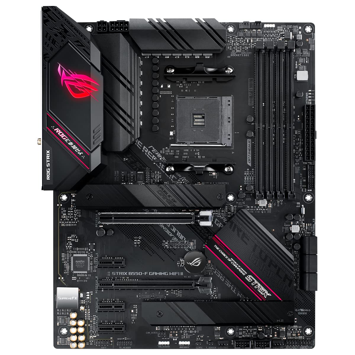 ASUS ROG Strix B550-F Gaming WI-FI II Mainboard Sockel AMD AM4 (AMD B550, ATX, PCIe 4.0, WiFi 6E, SATA 6Gbit/s, USB 3.2 Gen 2, Aura Sync, Two-Way AI Noise Cancelation)