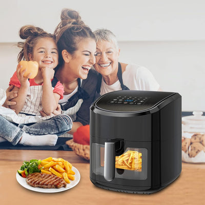 Euary Heißluftfritteuse 7,5L XXL 1700W Friteuse Heissluftfriteuse mit 12 Programmen,Fritteuse Heissluft Ohne Fett,Airfryer mit Rezeptbuch auf Deutsch