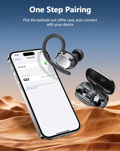 Bluetooth Kopfhörer Sport, Kopfhörer Kabellos Bluetooth 5.3 mit 4 ENC Noise Cancelling Mic, 128 Std mit Ladekoffer LED Anzeige, Bequemer Sitz, IPX7 wasserdichte Ohrhörer mit Ohrhaken für iOS Android