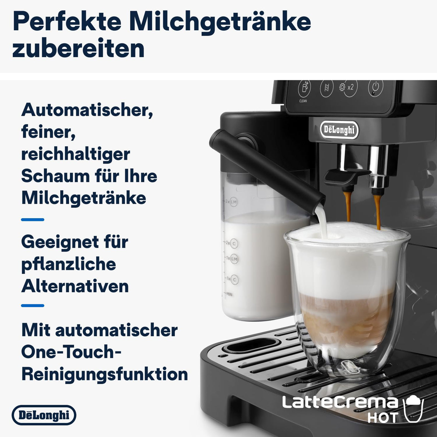 De'Longhi Magnifica Start ECAM222.60.BG, Kaffeevollautomat mit LatteCrema-Milchsystem für Automatischen Cappuccino, 4-Direktwahl-Tasten, Soft-Touch-Bedienfeld, "x2"-Funktion, 1450W, Schwarz/Grau