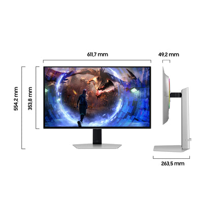 Samsung Odyssey G60SD OLED Gaming Monitor, 27 Zoll, Bildschirm mit OLED-Panel, 2.560 x 1.440 Pixel, Bildwiederholrate 360 Hz, Reaktionszeit 0,03 ms (G/G), AMD FreeSync Premium Pro, LS27DG600SUXEN