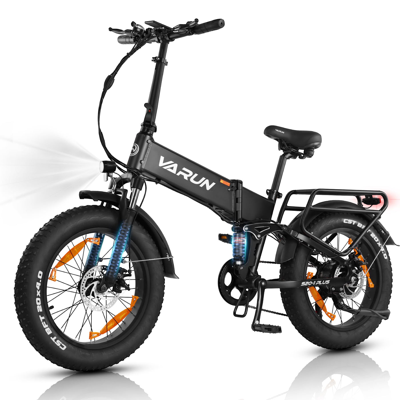 VARUN E Bike 20 * 4,0 Zoll Mountainbike, Elektrofahrrad Klapprad mit 250W Motor, 48V13Ah Lithium-Batterie, LCD-Meter, geeignet für Berg Schnee, Straße Fahren