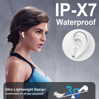 Bluetooth Kopfhörer, Kopfhörer Kabellos Bluetooth 5.3 In Ear Kopfhörer mit 4 HD Mic, 2024 Kabellose Kopfhörer 42Std ENC Noise Cancelling Earbuds Tiefer Bass, IP7 Wasserdicht Ohrhörer LED-Anzeige Weiß