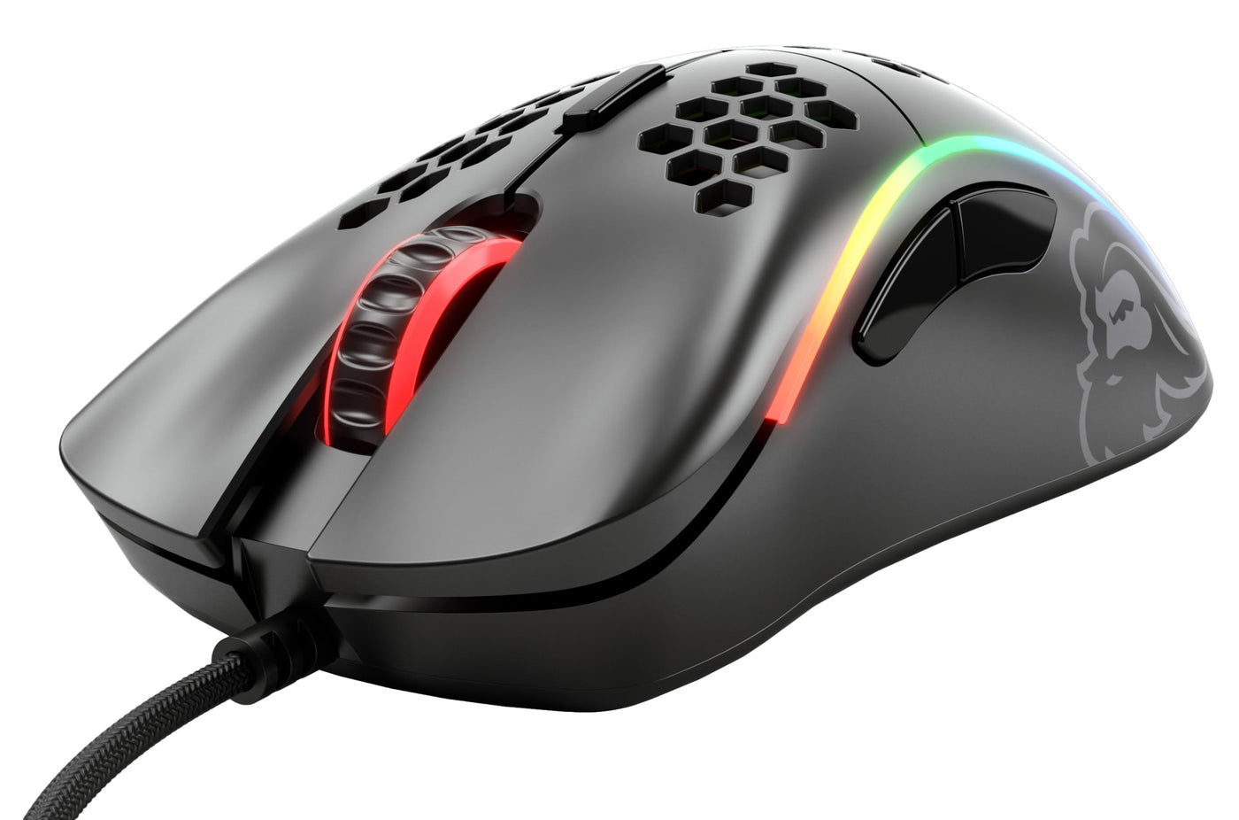 Glorious Gaming Model D Wired Gaming Mouse – superleichtes Wabendesign mit 68 g, RGB-Beleuchtung, ergonomisch, Pixart 3360 Sensor, Omron-Schaltern, PTFE-Füße, 6 Tasten – Mattschwarz