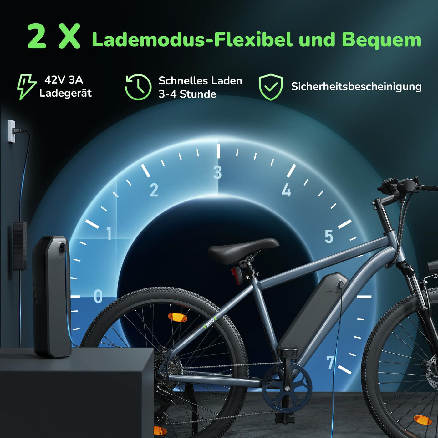 Finbike E Bike mit USB-Slot, 26" Elektrofahrrad Abnehmbarer 10400mAh Akku,7-Gang Pro,3.5H Schnellladung,5 Fahrmodi,E-Mountainbike Reichweite Max 100km,250W Electric Fahrrad Herren Damen