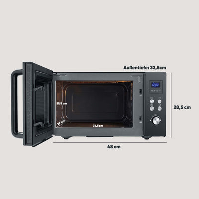 SEVERIN 2-in-1 Mikrowelle mit Grill, Grillen auf 2 Ebenen, flacher Glasboden statt Drehteller, XXL-Nutzfläche, leichte Reinigung, 9 Automatikprogramme, Mikrowellengerät, 25L, Schwarz, MW 7763