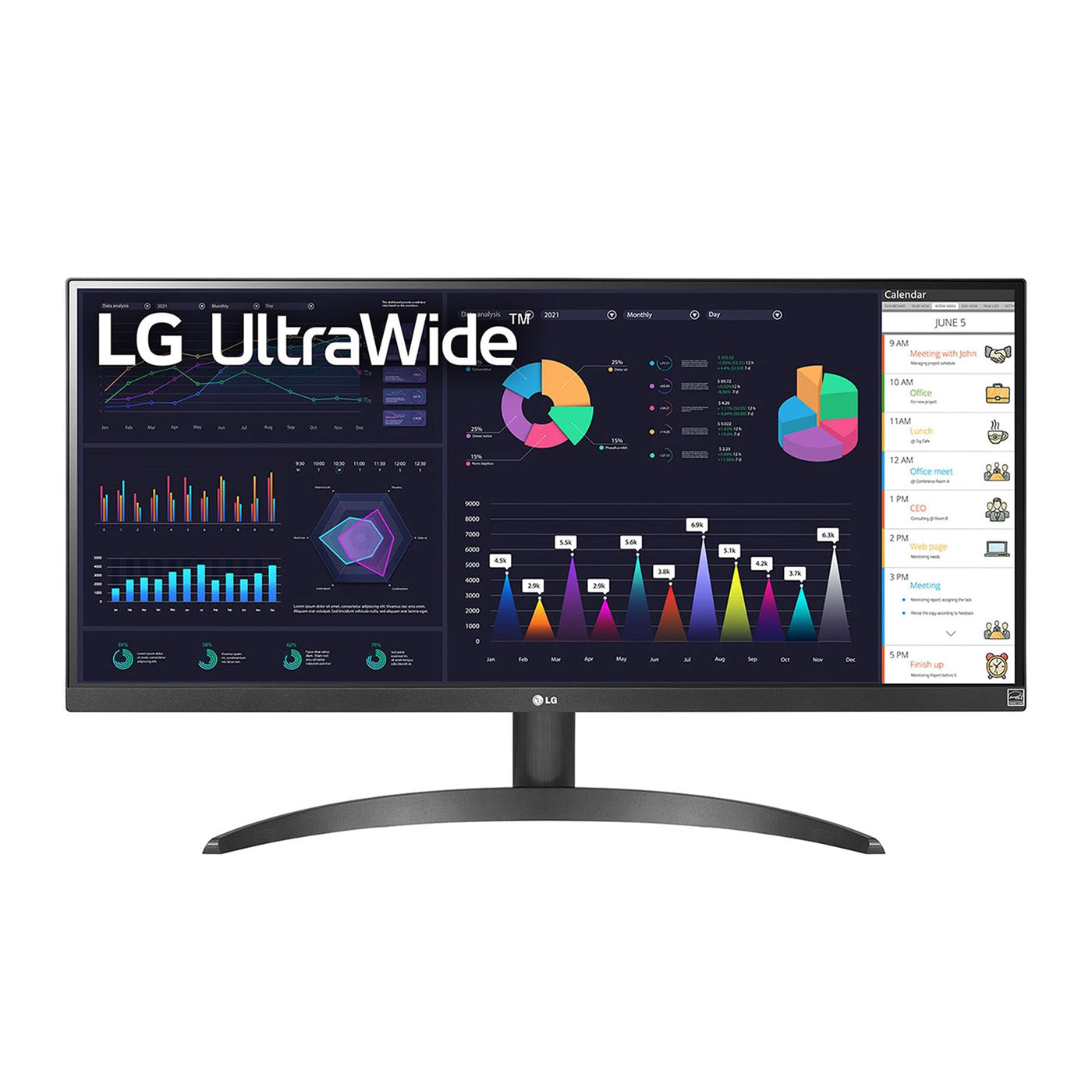 LG Electronics 29WQ500-B.AEU UltraWide IPS-Monitor 29" (73cm), 2560 x 1080, 21:9, 5ms GtG, 100 Hz, HDR10, AMD FreeSync, Flicker Safe - Schwarz