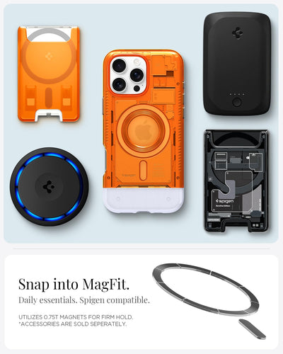 Spigen Classic C1 MagFit Hülle für iPhone 16 Pro Max, Kompatibel mit MagSafe Zubehör -Tangerine