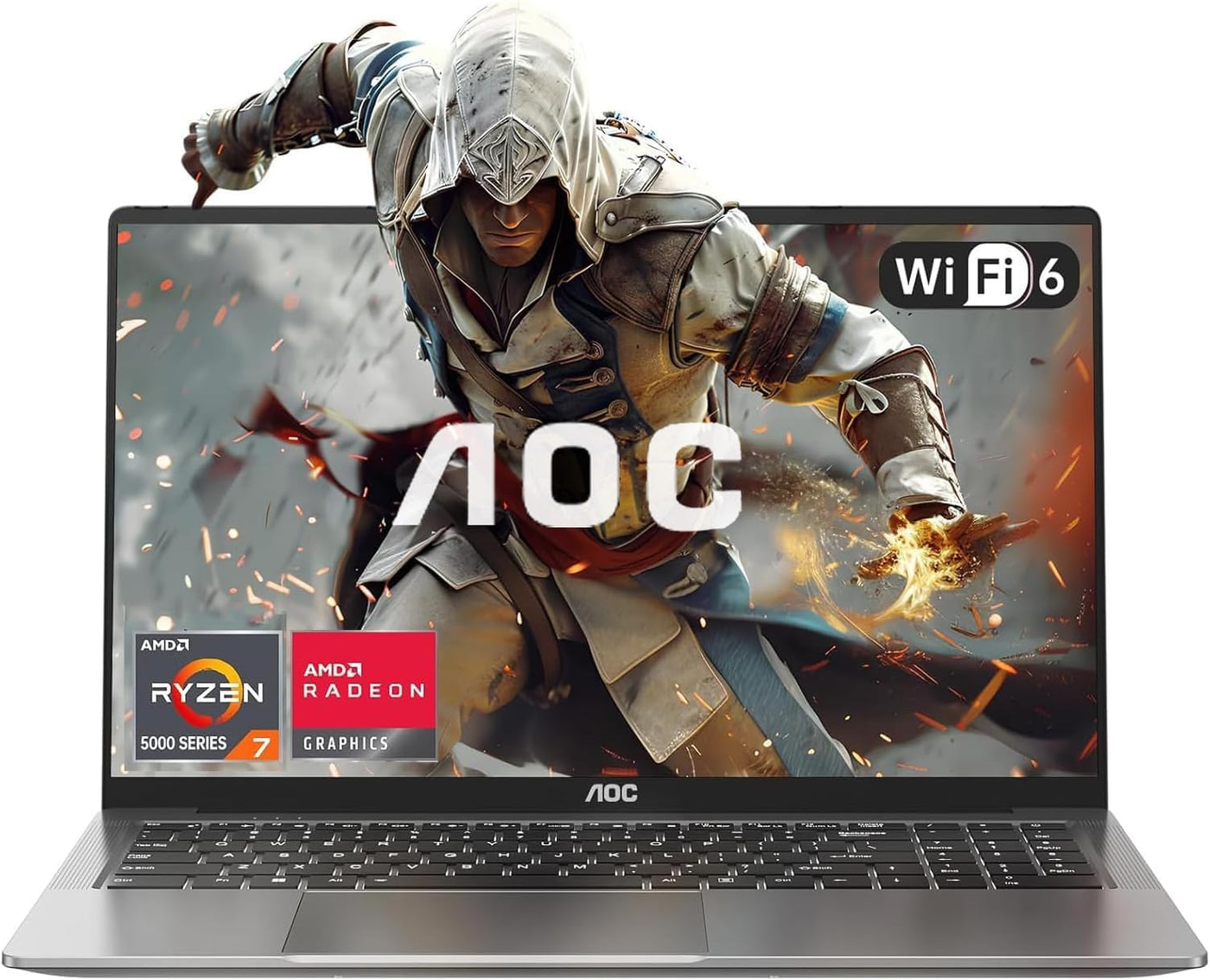 AOC Gaming Laptop,AMD Ryzen 7 5825U,Up to 4.5GHz,16.1 Inch Notebook,16 GB DDR4 RAM, NVME SSD 512 GB,Tastatur mit Hintergrundbeleuchtung,Radeon RX Vega 8, WiFi 6