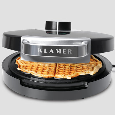 KLAMER Waffeleisen Herzwaffel, Waffeln in Herzform, 5 Stufen, hochwertige Antihaftbeschichtung, leichte Reinigung, 1.000W, schwarz