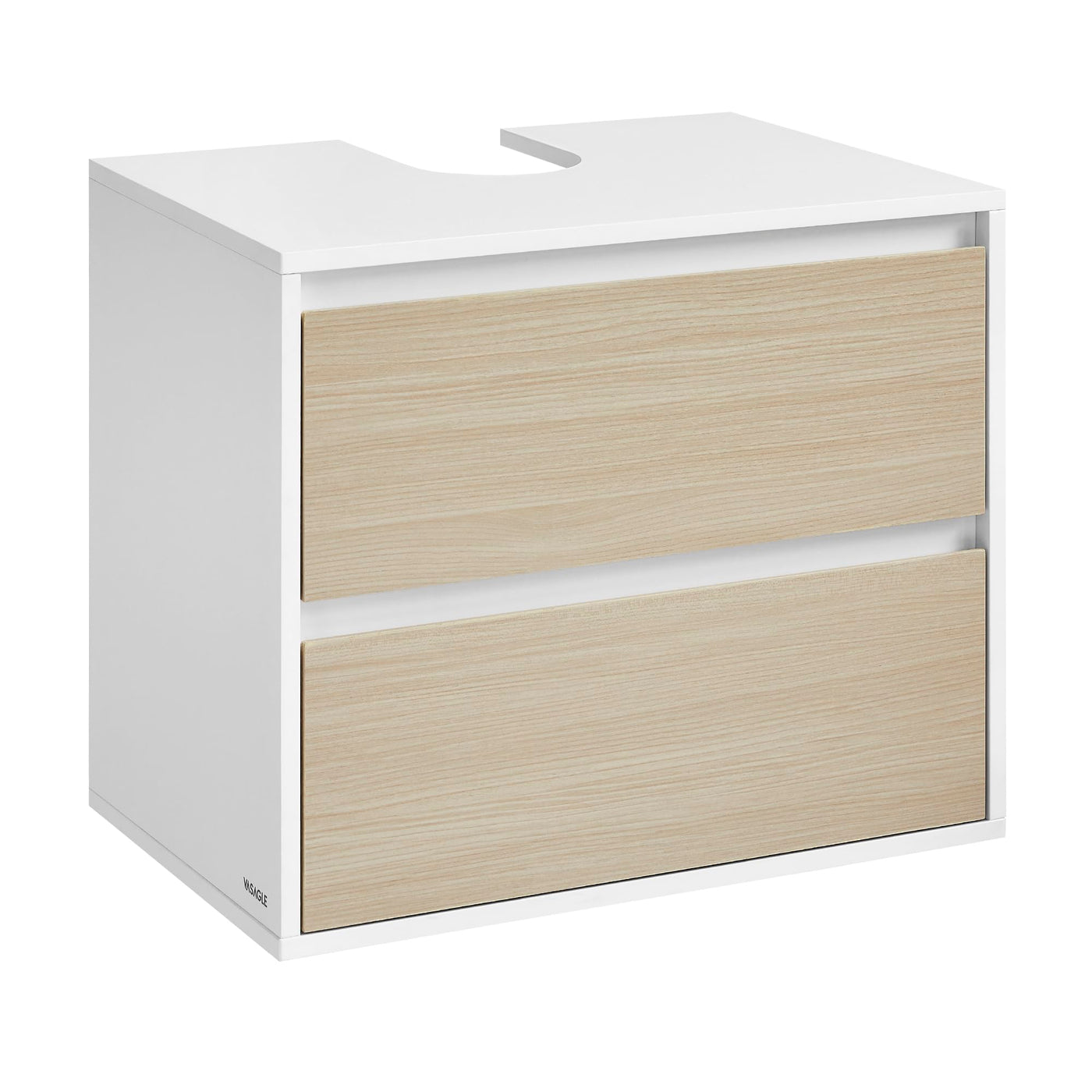 VASAGLE Waschbeckenunterschrank hängend, Waschtischunterschrank 2 Schubladen, Badezimmerschrank, Wandschrank, Hängeschrank, 40 x 60 x 50 cm, wolkenweiß-naturbeige BBK501K01