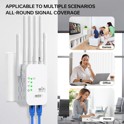 WLAN Repeater Booster WiFi 6 3dBi Antennen, 2 Ethernet Port,3-in-1 Zugangsmethode von Repeater/AP/Router,WiFi Signal Extender mit Signalabdeckungsfläche von 8900 sq.ft