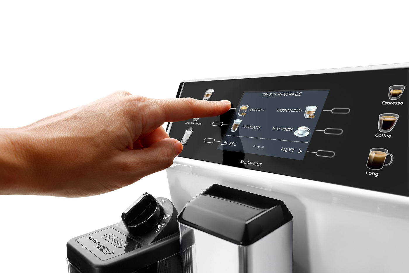 De'Longhi PrimaDonna Class ECAM 550.65.W Kaffeevollautomat mit LatteCrema Milchsystem, Cappuccino und Espresso auf Knopfdruck, 3,5 Zoll TFT Farbdisplay und App-Steuerung, weiß