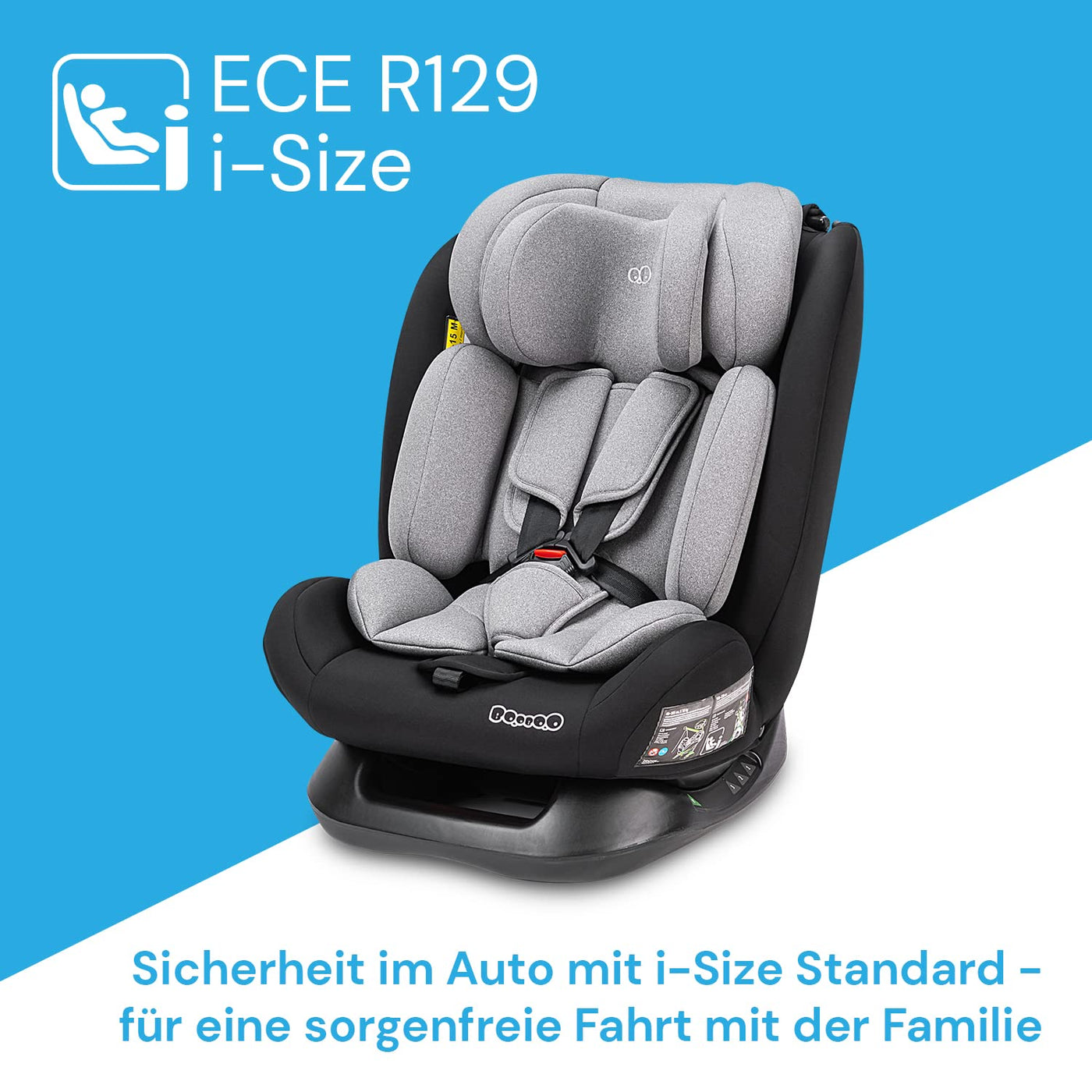 Booboo Safety London Kindersitz ohne Isofix i-Size Reboarder, von 40 bis 150 cm, Baby Autositz- Black Grey