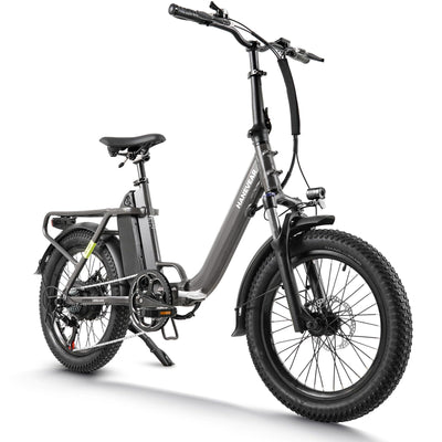 HANEVEAR H6-Light E Bike Klappbar, E Bike Herren Damen mit Drehmomentsensor, 14,5Ah 48V Abnehmbar Akku bis zu 120km+ Elektrofahrrad, 55N.m 250W-Motor, 3.0'' Fat E-Bike Für 160cm (Rotgussgrau)