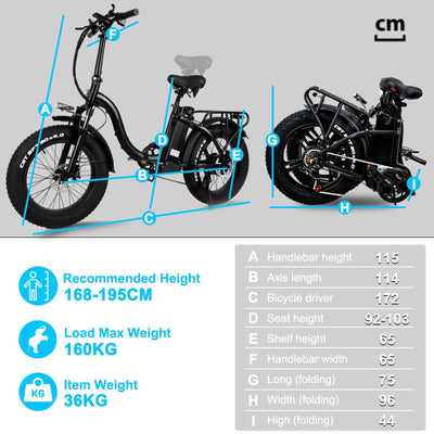 HANEVEAR Y20Plus E Bike Klappbar Elektrofahrrad mit 24Ah Li-Ion Akku, E Bike Herren 250W Motor Max.25km/h, 4.0'' E-Fatbike, Hydraulische Bremse, Pedelec EBike 20 Zoll für Herren Damen