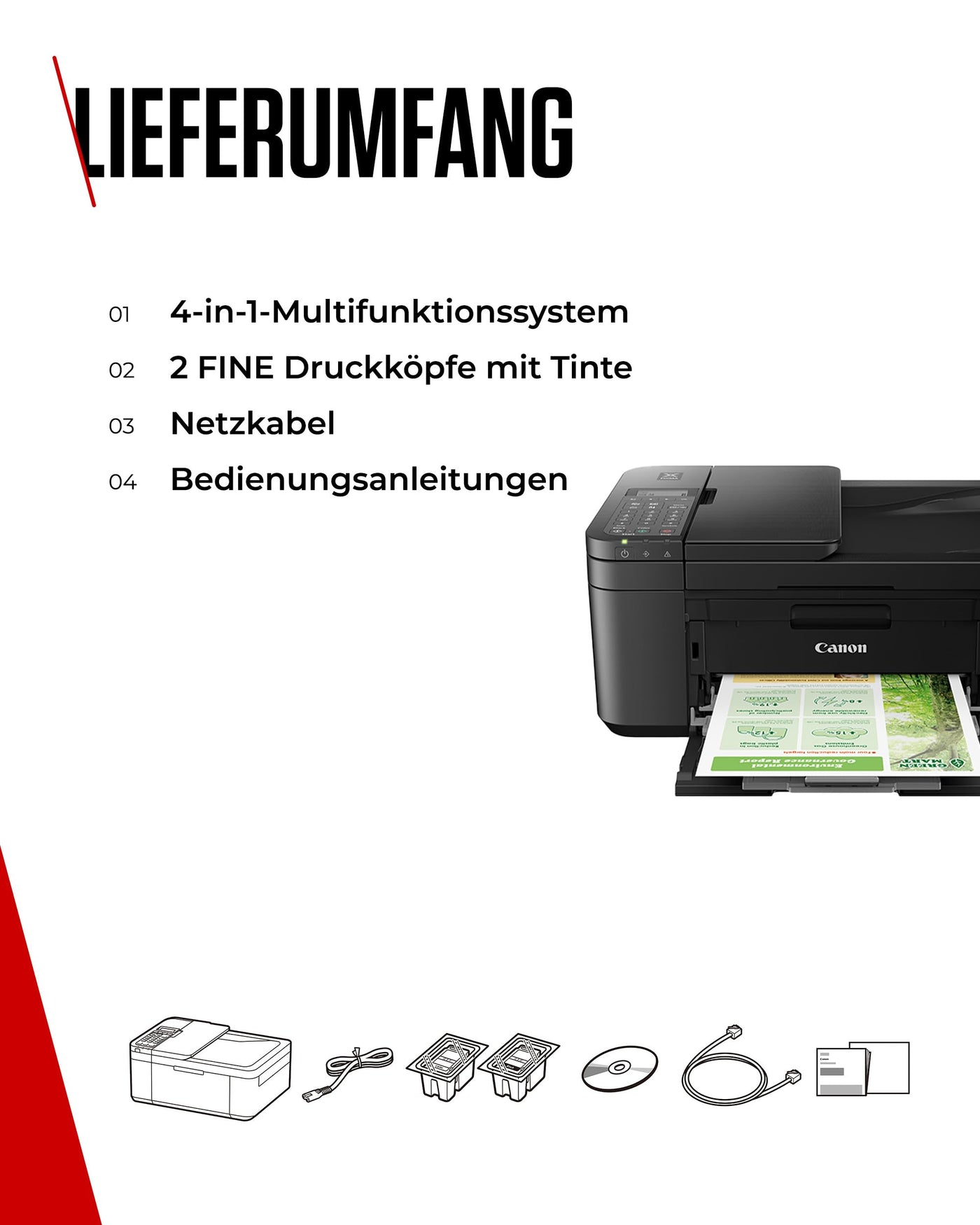 Canon PIXMA TR4750i Multifunktionsdrucker 4in1 (Tintenstrahl, Drucken, Kopieren, Scannen, Faxen, A4, WLAN, Apple AirPrint, 20 Blatt ADF, Duplexdruck, kompatibel mit Pixma Print Plan ABO) schwarz