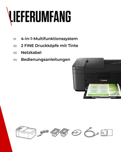 Canon PIXMA TR4750i Multifunktionsdrucker 4in1 (Tintenstrahl, Drucken, Kopieren, Scannen, Faxen, A4, WLAN, Apple AirPrint, 20 Blatt ADF, Duplexdruck, kompatibel mit Pixma Print Plan ABO) schwarz