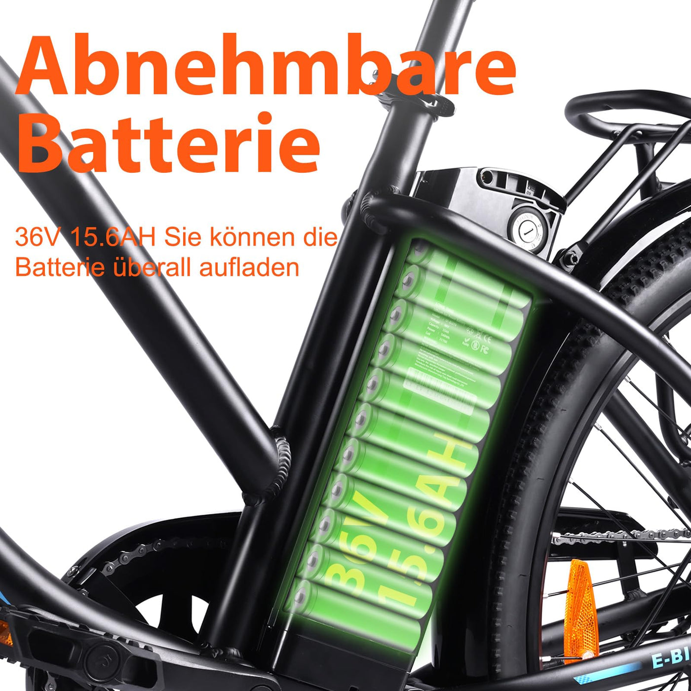 Bodywel A26 26 Zoll E-Bike Elektrofahhrad Damen Herren I APP Funktion I 250W Ananda Motor + Batterie abnehmbar 36V 15,6Ah + Max 100KM City E Bike (26 Zoll)