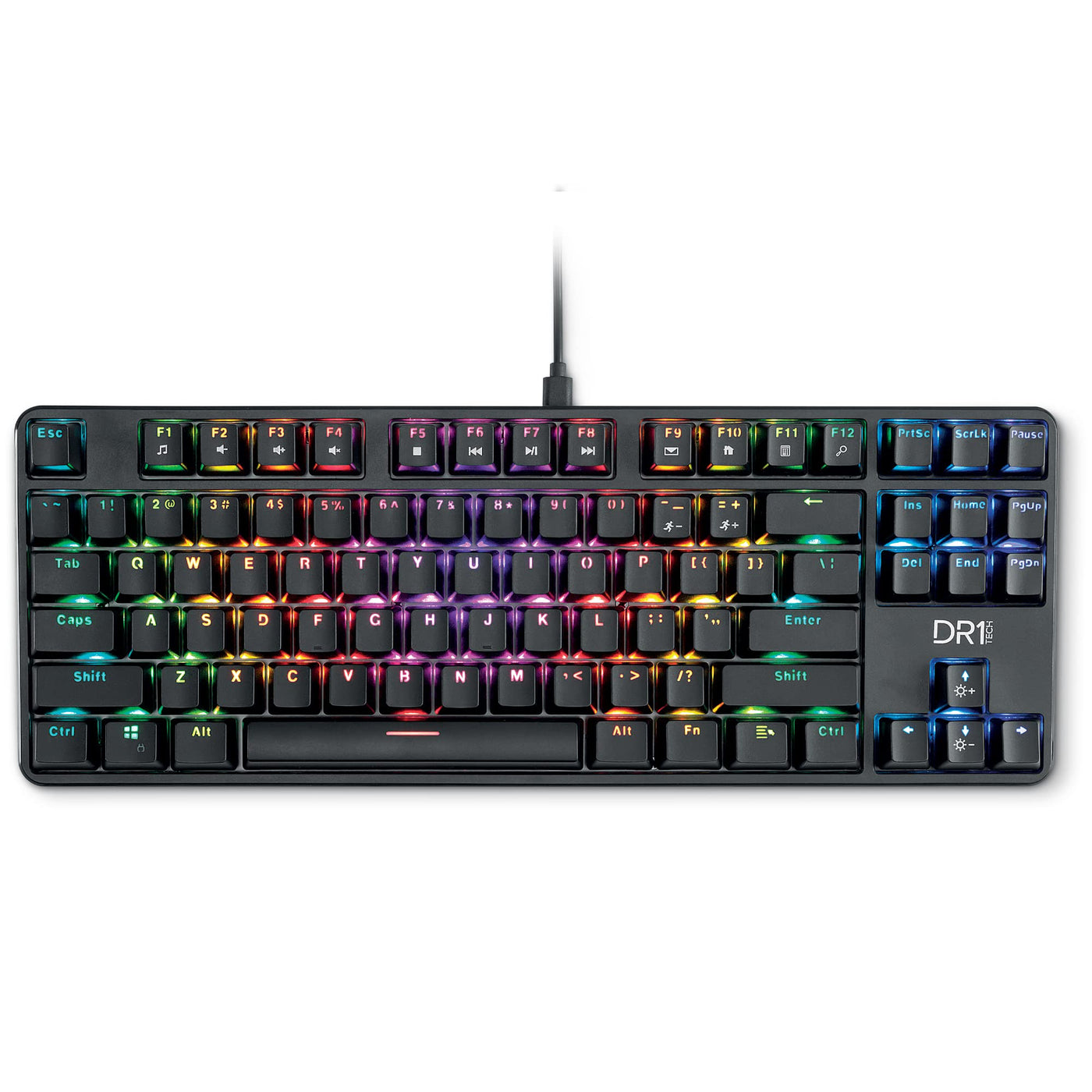 DR1TECH Raven Mechanische TKL Gaming Tastatur Für PC/PS4 mit RGB Hintergrundbeleuchtung - 87 Tasten Anti Ghosting - Ergonomische USB Tastatur mit Kabel (Internationales-Layout)