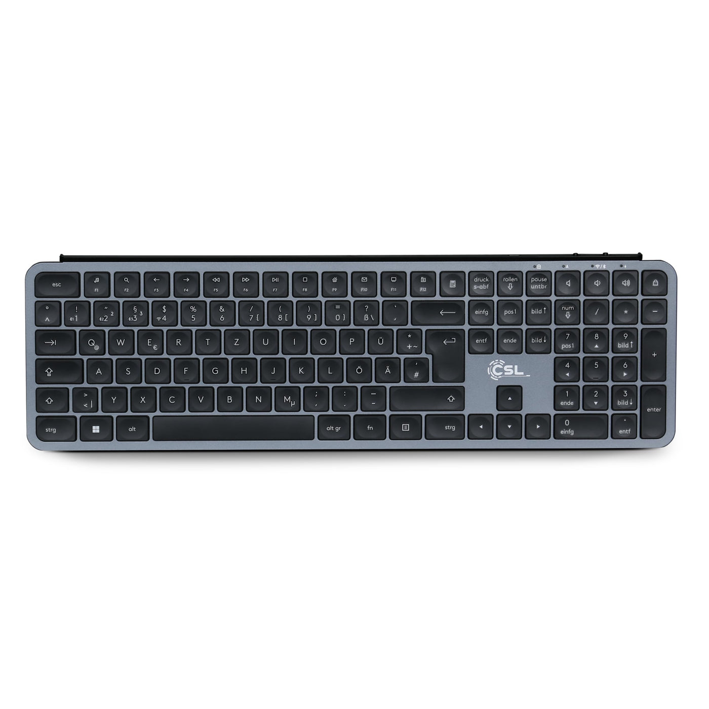 CSL Logix Pro - Tastatur Maus Set kabellos in schwarz mit QWERTZ Layout bestehend aus Funktastatur, Funk Maus, USB Nano Empfänger und USB Ladekabel, perfekt für Office PC, Laptop, Multimedia Computer