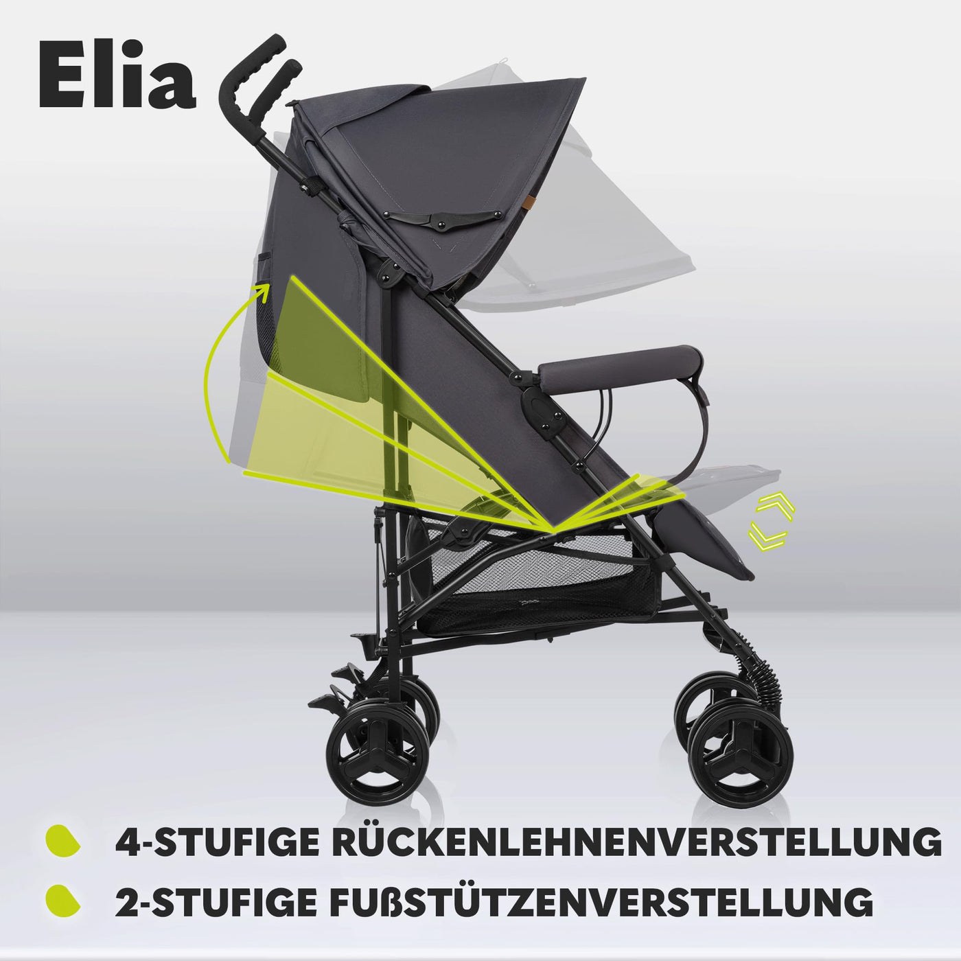 LIONELO Elia Buggy Klein Zusammenklappbar Kinderwagen Bis 15 Kg, Rücken Und Fußstützenverstellung Hinterradbremse, Moskitonetz, Beinwärmer, Einkaufskorb