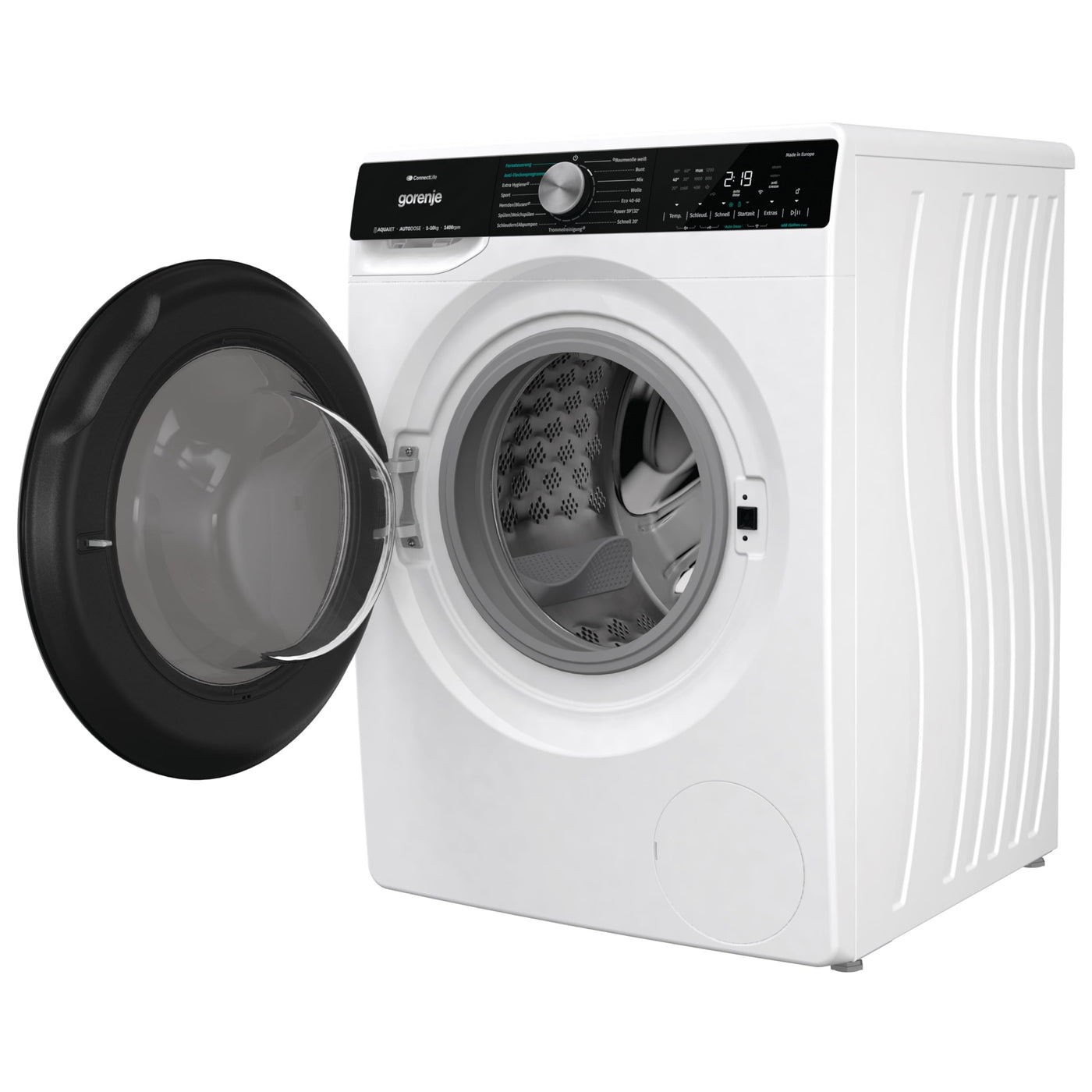 Gorenje WNS14A4ATS Waschmaschine mit Dampffunktion/ConnectLife /10Kg /1400 U/min /15 Programme/Totaler AquaStop/Wave Active Trommel/Sport/ExtraHygiene/PowerWash/Schnell Waschgang/EEK: A-40%