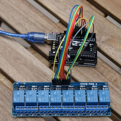 ELEGOO 8 Kanal DC 5V Relaismodul mit Optokoppler für Arduino UNO R3 1280 DSP ARM PIC AVR STM32, Blau